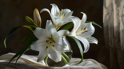 Fototapeta premium Lily still life. Generative AI.