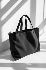 everyday style minimalist classic tote black bag mockup for logo brand.