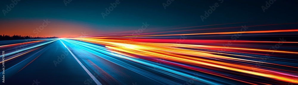 Poster abstract background of a highway with light trails.