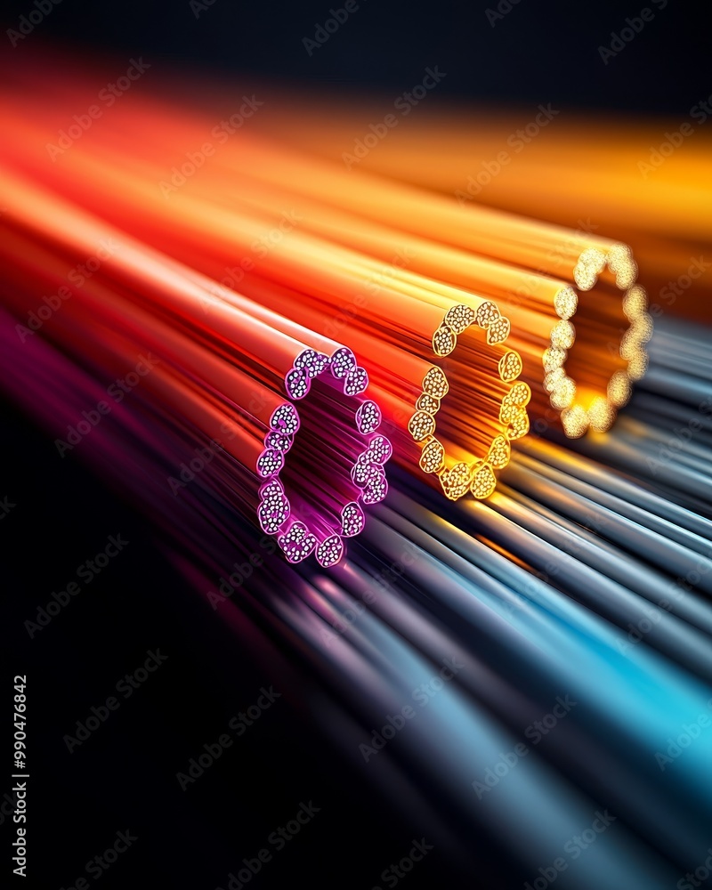 Aufkleber abstract close-up of colorful glowing lines, suggesting a high-speed data transfer or network connec