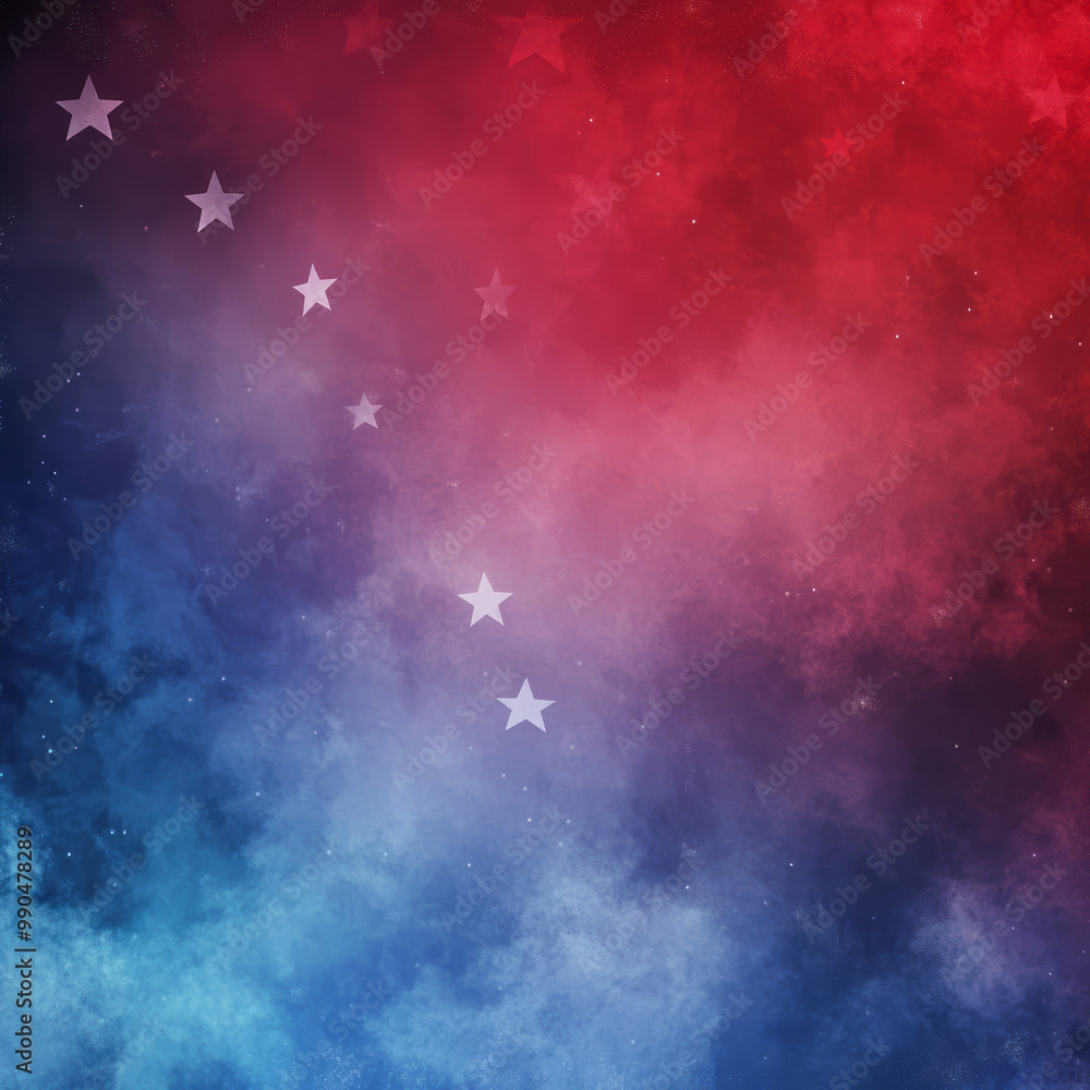 Canvas Prints smokey background with stars and red and blue gradient with copy space