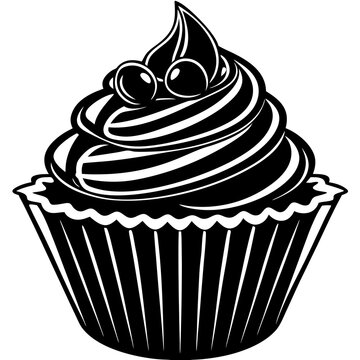 recommend clip art: Cupcake silhouette vector art illustration on white background