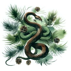 Obraz premium Serpentine Elegance Amongst Pine Boughs