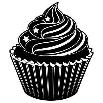 recommend clip art: Cupcake silhouette vector art illustration on white background