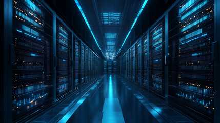 Obraz premium blue lights in a server