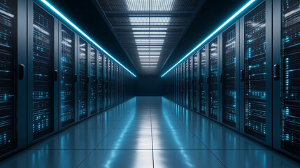 Fototapeta premium blue corridor at night