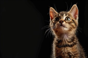 Obraz premium Make me a cute kitten with one color background, copy space with generatife ai