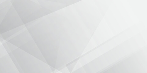 Fototapeta premium Modern abstract white curve square lines triangle technology backdrop. white light grey background, abstract modern white and grey gradient color geometric line pattern background for website banner.