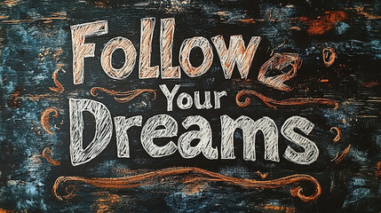 Motivational message 'Follow Your Dreams' presented in artistic typography on a colorful background, encouraging hope and determination to achieve goals.
