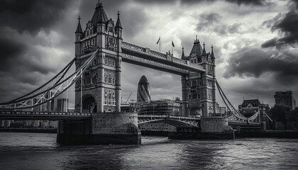 Obraz premium A black-and-white photo of a famous city skyline or iconic landmark, evoking a timeless, classic look