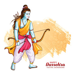 Happy Dussehra realistic illustration concept lord rama hindu festival card design