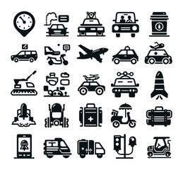 transportation icons set