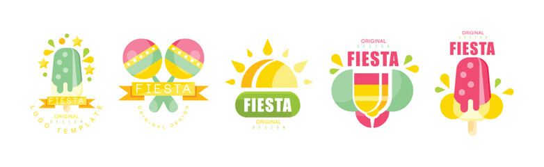 Fiesta Logo Original Design with Colorful Shape Vector Set