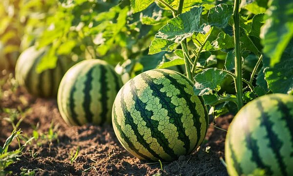 Watermelon patch in the Summer sun