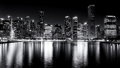 Obraz premium A black-and-white photo of a famous city skyline or iconic landmark, evoking a timeless, classic look
