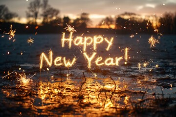 2025 New Year Party with Sparklers and Glittering Lights