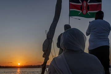 Sun Set with the Countrys Flag