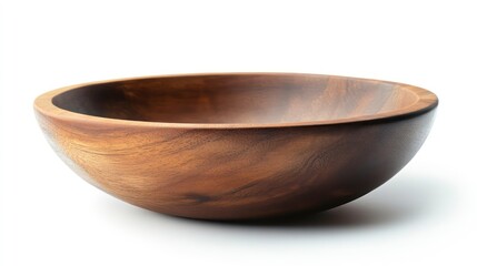 Wooden bowl isolated on white background.