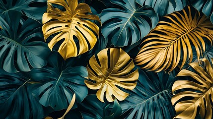 Golden Monstera Leaves