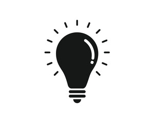Light bulb icon. Electric lamp, light, innovation, solution, creative thinking, electricity, idea symbol.  Electric lamp on white background.