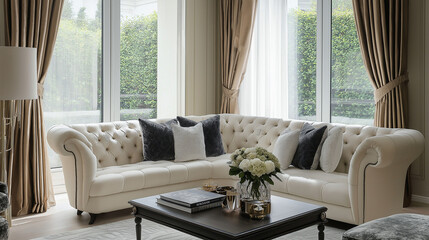 modern Stylish sofa with table in living room