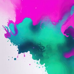 Abstract Green, Blue, and Pink Ink Splash Art Background