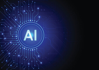 Artificial intelligence on circuit board in futuristic technology concept artwork for web, banner, card, cover. Vector illustration