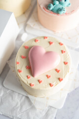 Cakes Assortment, Different Bento Cakes on Bright Background