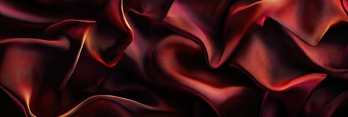 Fototapeta premium Crumpled silk texture in rich, opulent tones, creating dramatic folds and light play