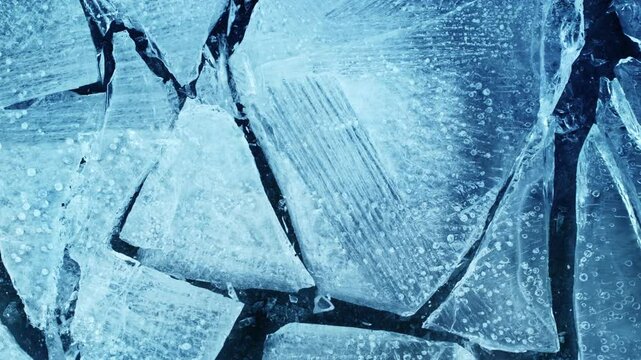 Super Slow Motion Shot of Ice Breaking Texture Background at 1000 fps.