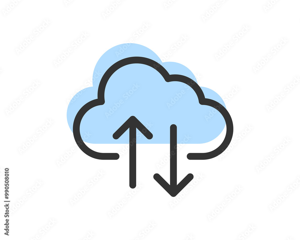 Poster cloud storage and data transfer vector icon. computing service and network related line icons. datab
