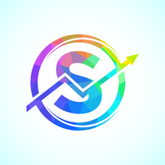 Initial alphabet S logo design incorporated with the arrow. Financial or success logo concept. Logo for accounting business and company identity