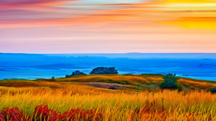 sunset over the river