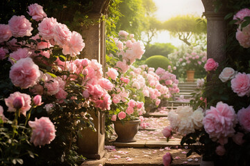 imeless image of a classic English rose garden in full bloom, showcasing the elegance and romance of these iconic flowers. Generative AI