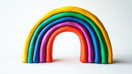 Fototapeta premium Rainbow made of colorful playdough isolated on white background.