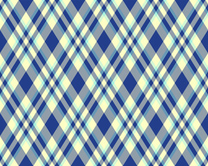 Argyle pattern of geometric rhombus. Harlequin check wallpaper design. Classic diamond shaped textile material for web background, print fabric clothing, sweater, wrapping paper, gift card, invitation