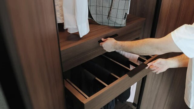 A Modern Closet Featuring a Convenient Drawer for Highly Efficient and Organized Storage Solutions