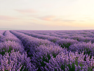 Fototapeta premium A field of lavender stretching into the distance.