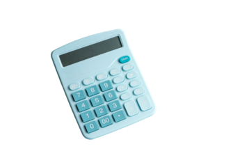 Light blue color calculator, isolated on transparent background.