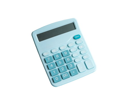 Light blue color calculator, isolated on transparent background.