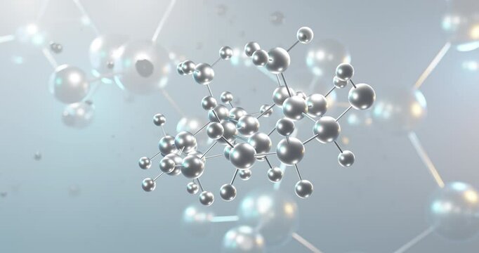 Androstenediol rotating 3d molecule, molecular structure of endogenous androgen, seamless video