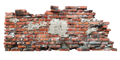 old brickwall isolated on white or transparent png