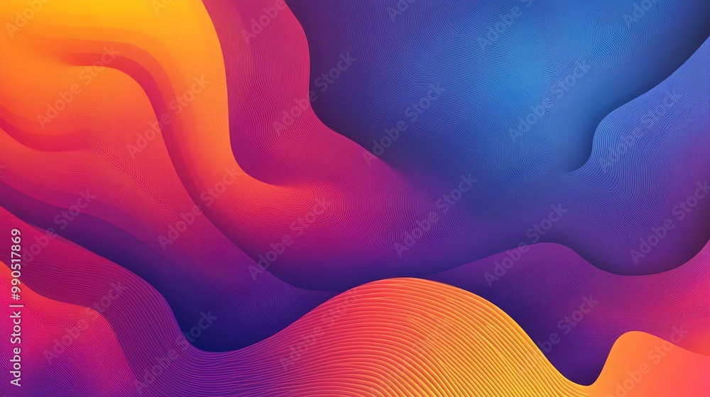 Poster abstract background with flowing lines and a gradient of red, orange, and purple.