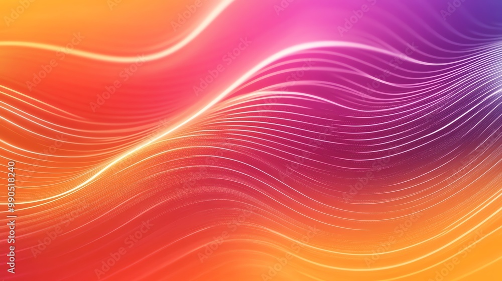 Poster abstract background with flowing lines and a gradient of red, orange, and purple.