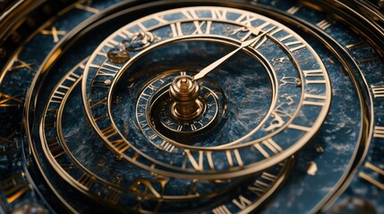 Obraz premium Elegant Golden Spiral Clock with Intricate Details