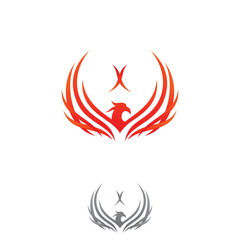 Mythological animal Phoenix fire bird vector logo design