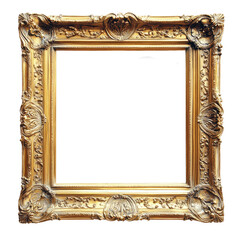 A beautiful gold antique frame with an empty Transparent background