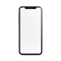 A blank white screen of an Phone on the front, isolated on a Transparent background.
