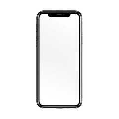 A blank white screen of an Phone on the front, isolated on a Transparent background.