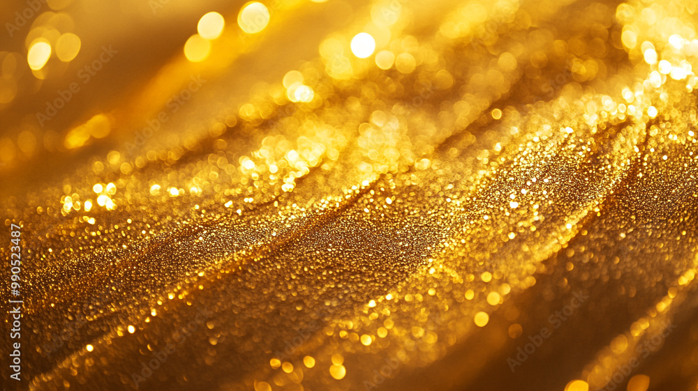 Poster glistening golden surface illuminated by soft light, creating a warm and inviting atmosphere